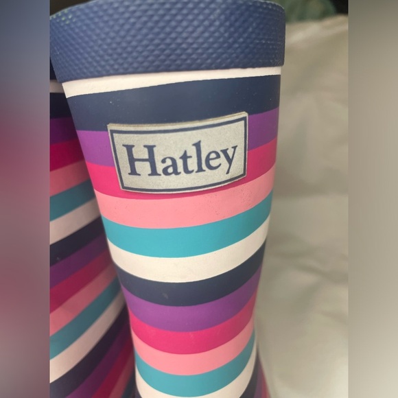 Hatley Girls Striped Rain Boots, Size 12 - Picture 2 of 8